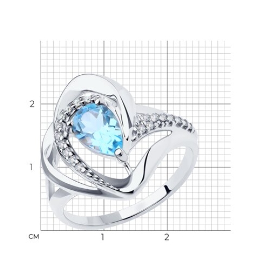 Кольцо из серебра с топазом и фианитами