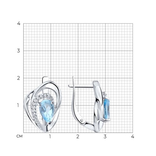 Серьги из серебра с топазами и фианитами