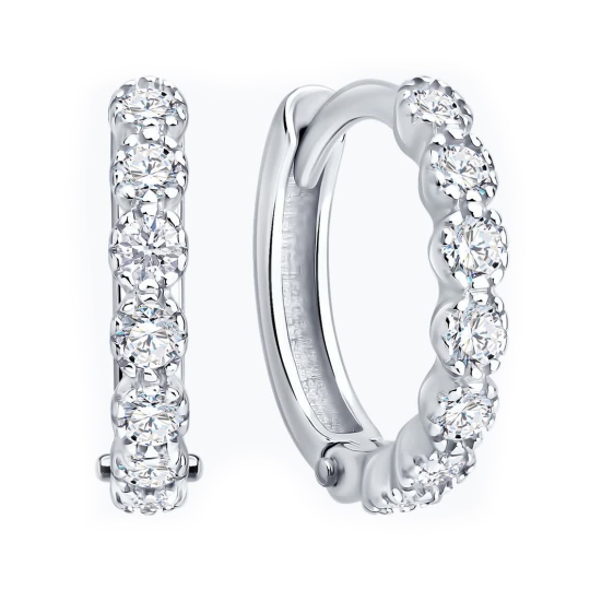 Серьги из серебра с фианитами