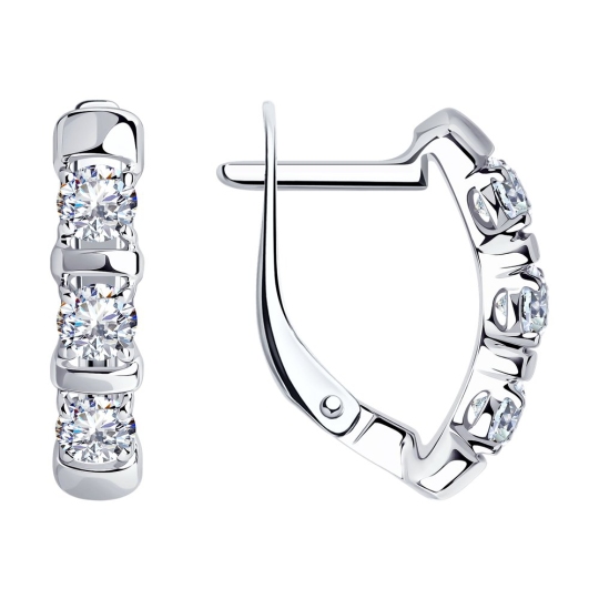 Серьги из серебра с фианитами