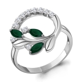 Кольцо из серебра с агатами и фианитами