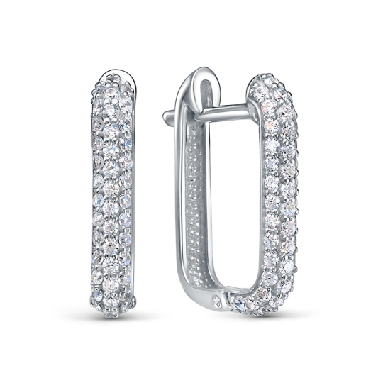Серьги из серебра с фианитами