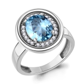 Кольцо из серебра с ювелирным кристаллом и фианитами