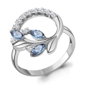Кольцо из серебра с топазами Swiss и фианитами