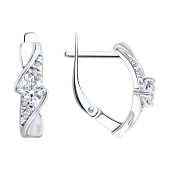 Серьги из серебра с фианитами