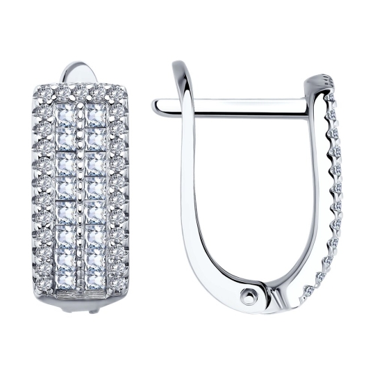 Серьги из серебра с фианитами