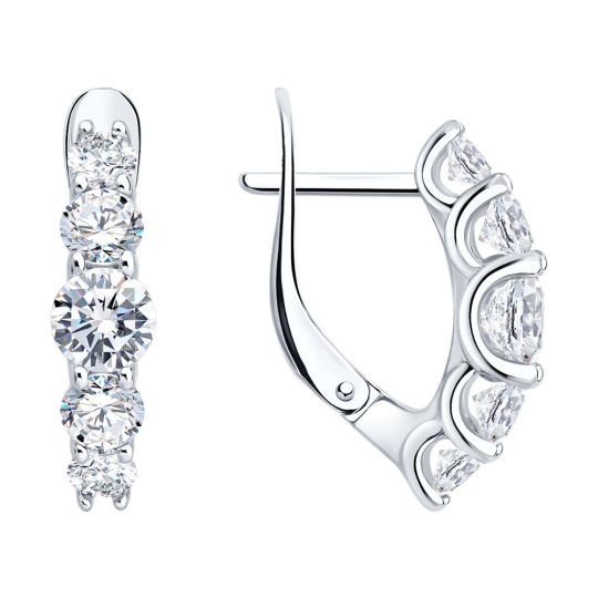 Серьги из серебра с фианитами