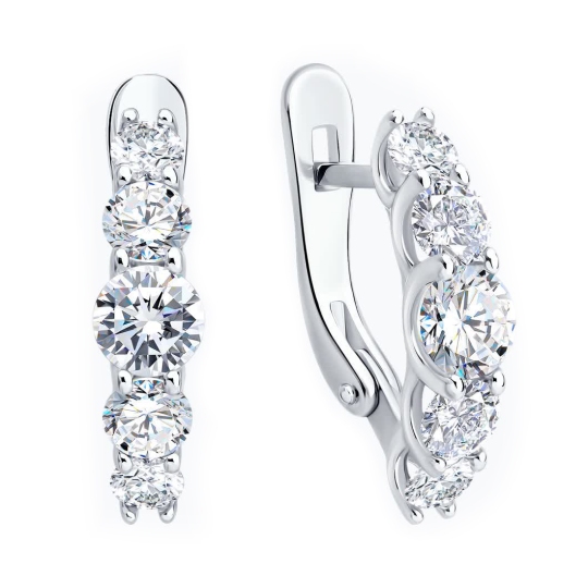 Серьги из серебра с фианитами