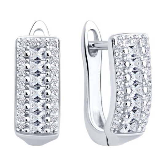 Серьги из серебра с фианитами
