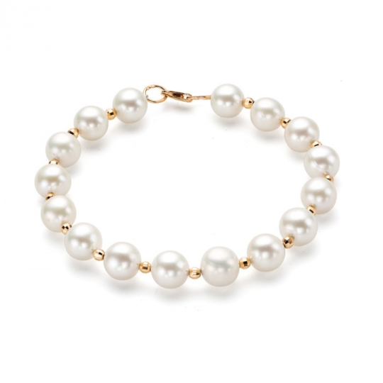 Браслет из жемчуга с золотыми вставками