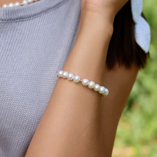 Браслет из жемчуга с золотыми вставками