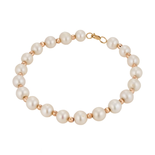 Браслет из жемчуга с золотыми вставками