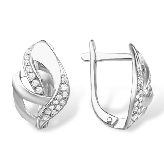 Серьги из серебра с фианитами