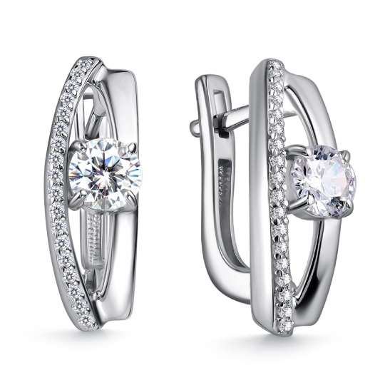 Серьги из серебра с фианитами