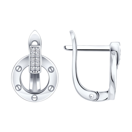 Серьги из серебра с фианитами