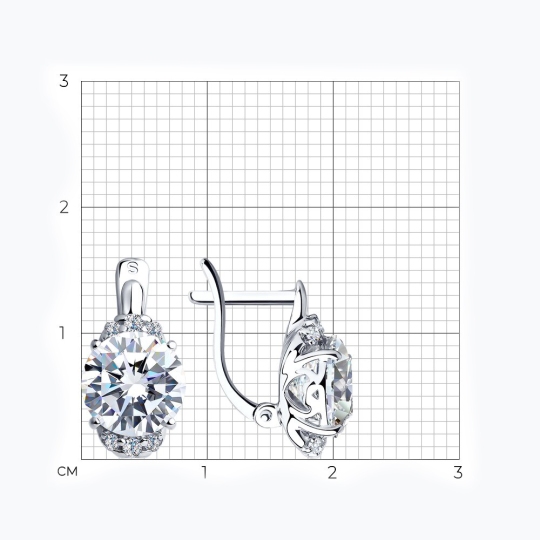 Серьги из серебра с фианитами