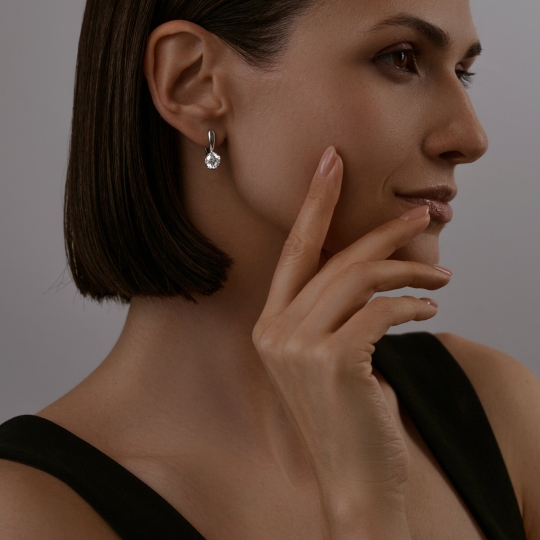 Серьги из серебра с фианитами