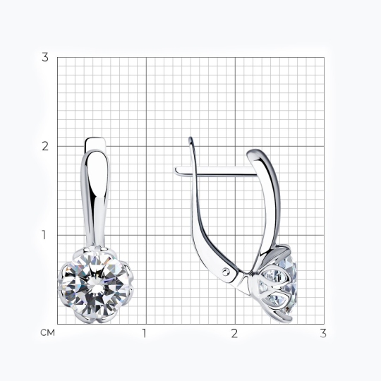 Серьги из серебра с фианитами