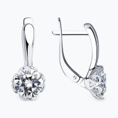 Серьги из серебра с фианитами