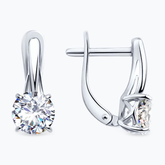 Серьги из серебра с фианитами
