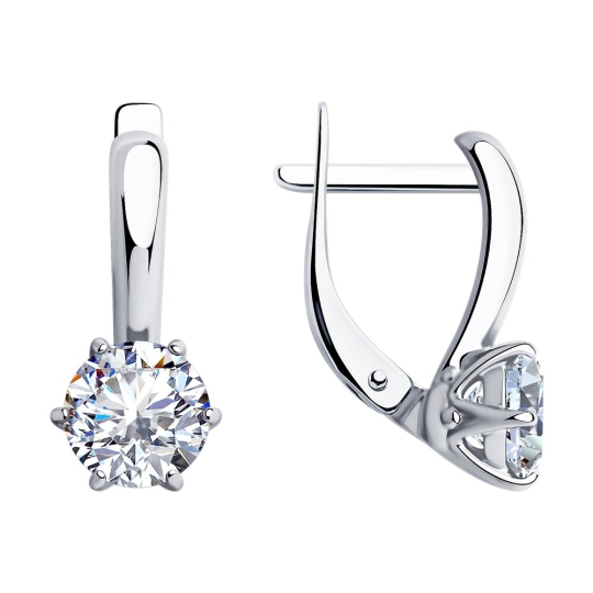 Серьги из серебра с фианитами