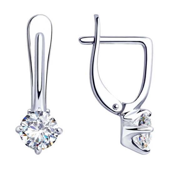 Серьги из серебра с фианитами
