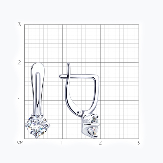 Серьги из серебра с фианитами