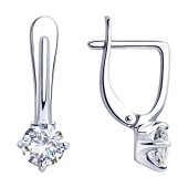 Серьги из серебра с фианитами