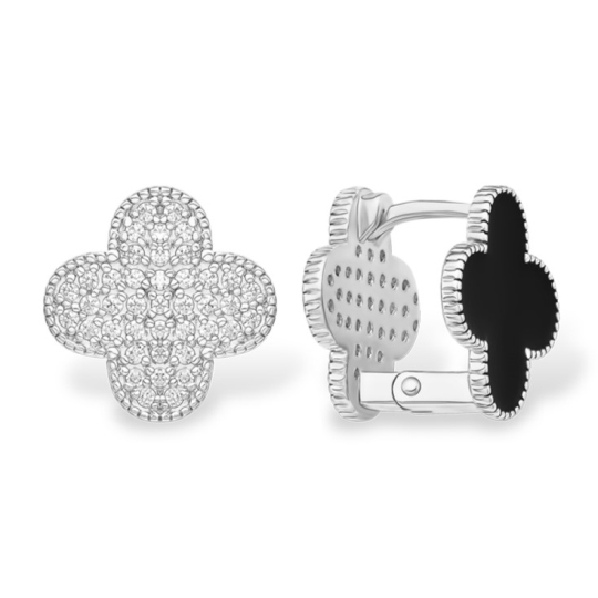 Серьги из серебра с фианитами и эмалью