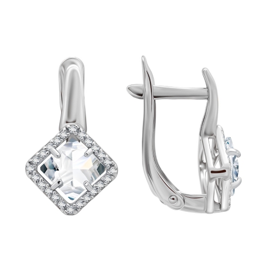 Серьги из серебра с фианитами