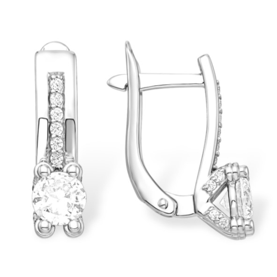 Серьги из серебра с фианитами