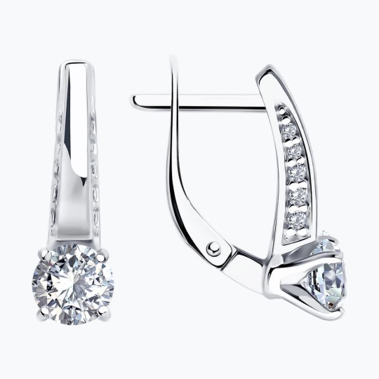 Серьги из серебра с фианитами