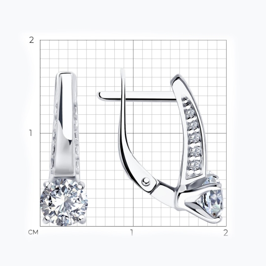 Серьги из серебра с фианитами