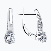 Серьги из серебра с фианитами