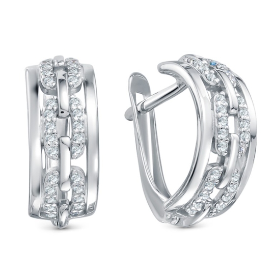 Серьги из серебра с фианитами