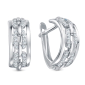 Серьги из серебра с фианитами