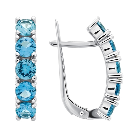 Серьги из серебра с фианитами