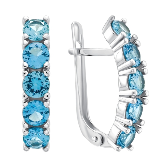 Серьги из серебра с фианитами