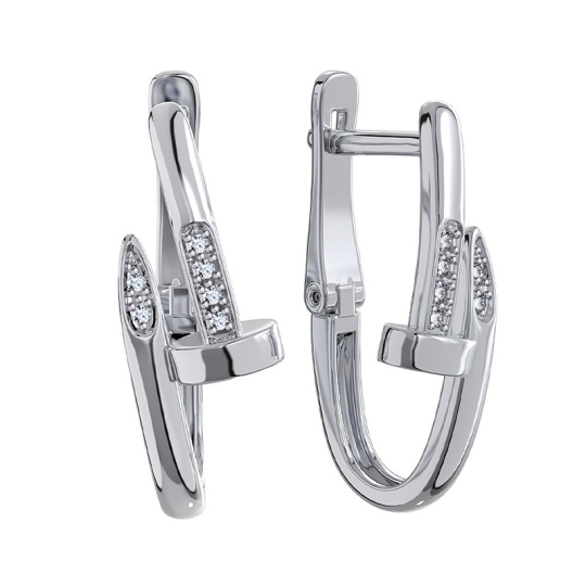 Серьги из серебра с фианитами