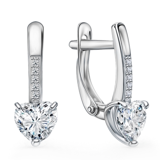 Серьги из серебра с фианитами