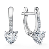 Серьги из серебра с фианитами