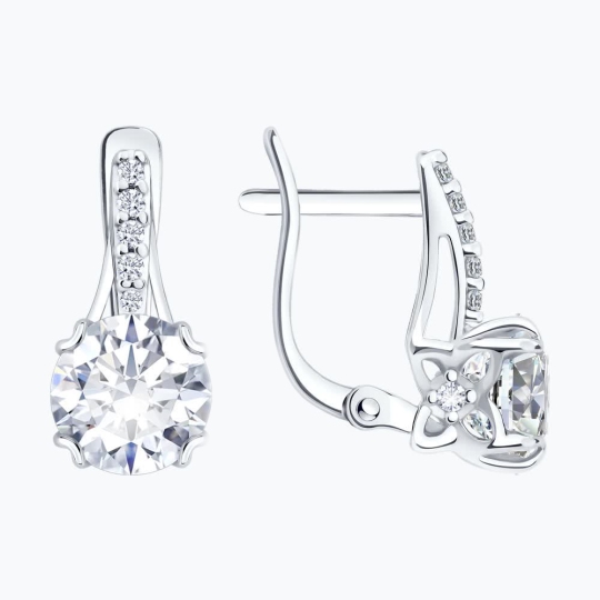 Серьги из серебра с фианитами