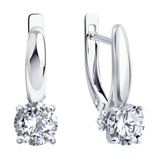 Серьги из серебра с фианитами