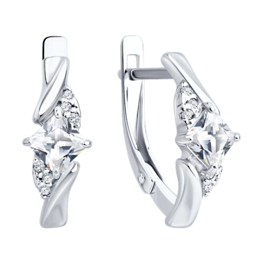 Серьги из серебра с фианитами