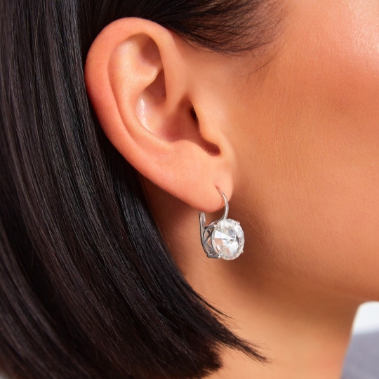 Серьги из серебра с ювелирными кристаллами