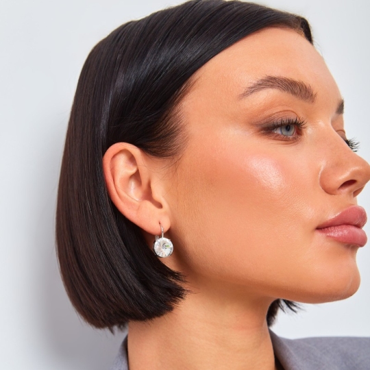 Серьги из серебра с ювелирными кристаллами