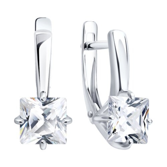 Серьги из серебра с фианитами