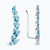 Серьги-эльфы из серебра с топазами