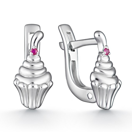 Серьги из серебра с рубинами