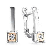 Серьги из серебра с золотыми вставками и бриллиантами